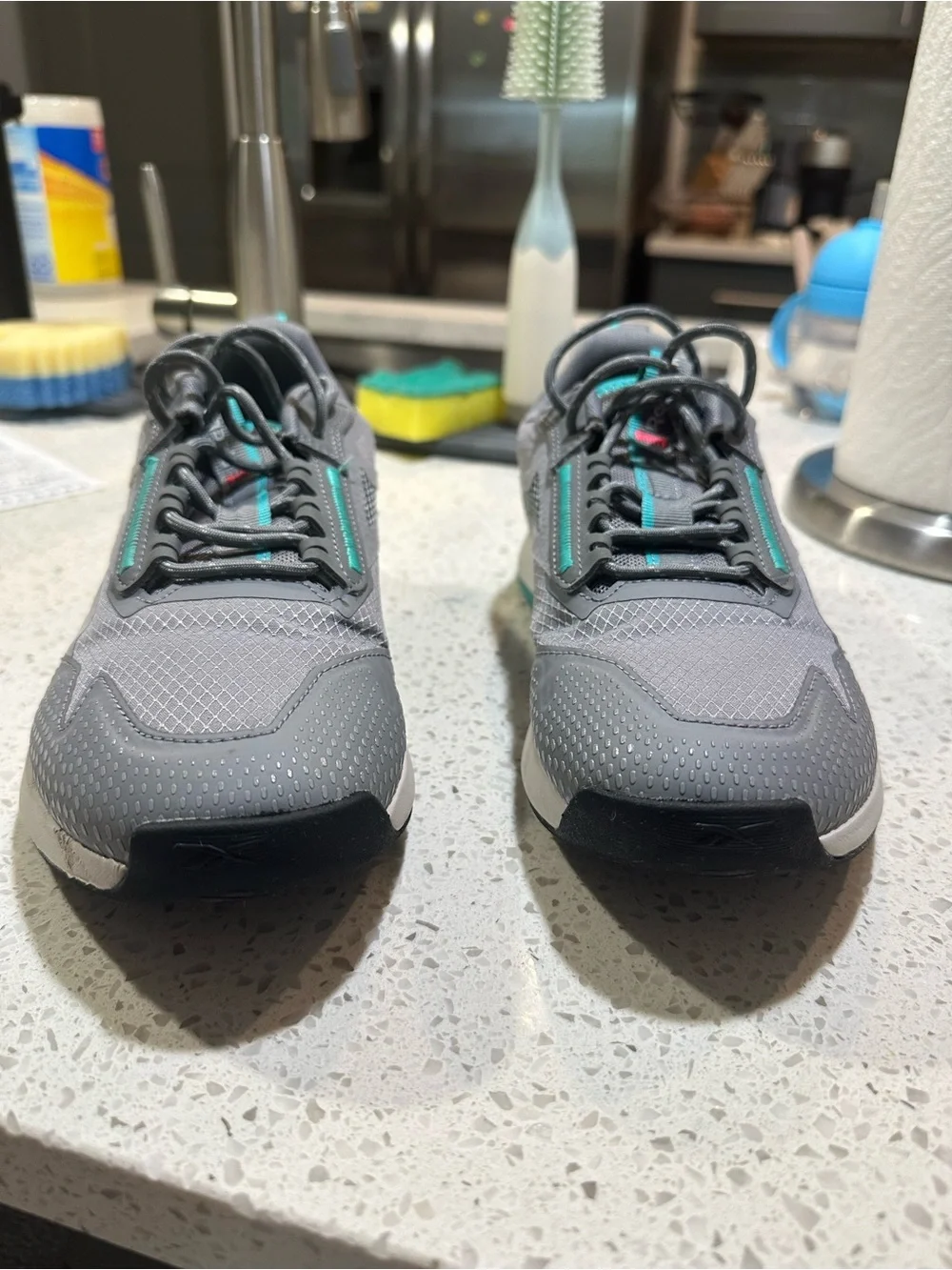 Reebok Women's Gray Athletic Sneakers with Teal Accents